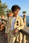 Bild in Galerie-Betrachter laden, Boys Beige Linen-Blend 2-Piece Suit for Outdoor Weddings & Summer Events
