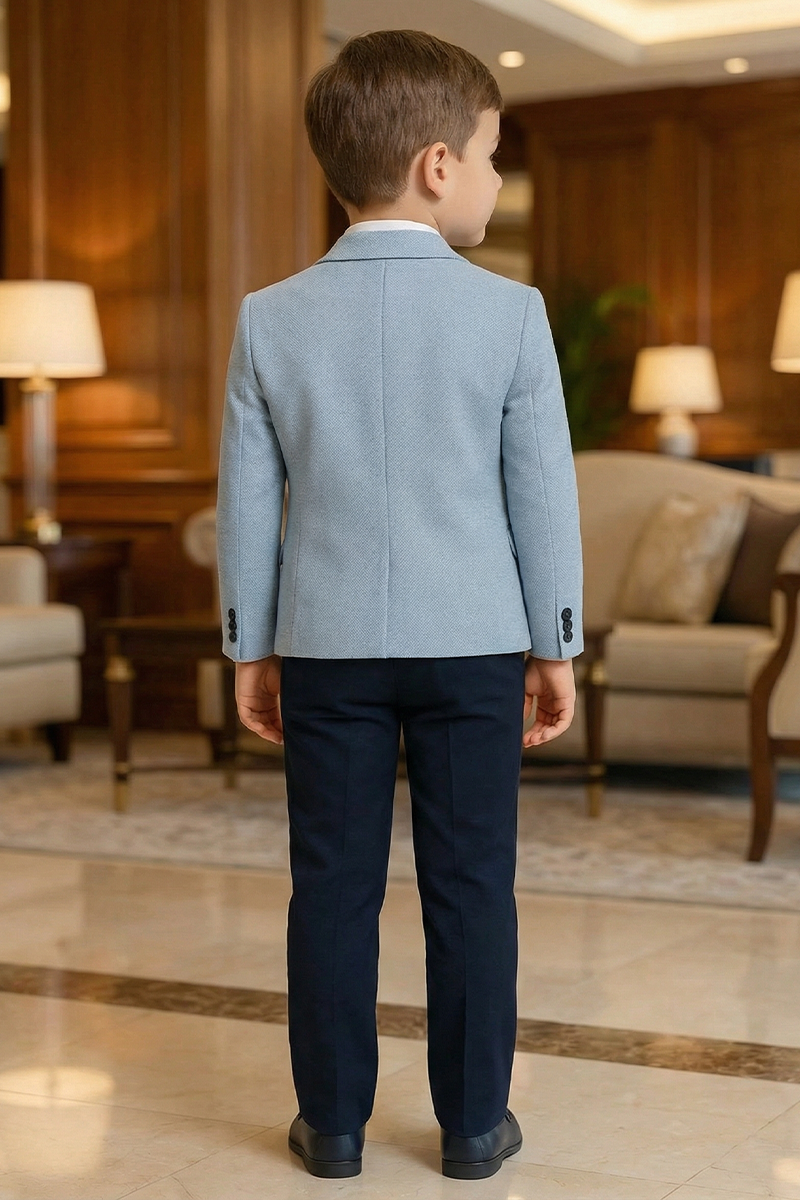 Boys Light Blue & Navy 2-Piece Suit for Garden Weddings & Formal Events