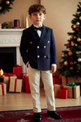 Charger l'image dans la visionneuse de la galerie, Boys Navy Double-Breasted 2-Piece Suit for Christmas Weddings
