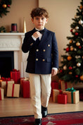 Charger l'image dans la visionneuse de la galerie, Boys Navy Double-Breasted 2-Piece Suit for Christmas Weddings
