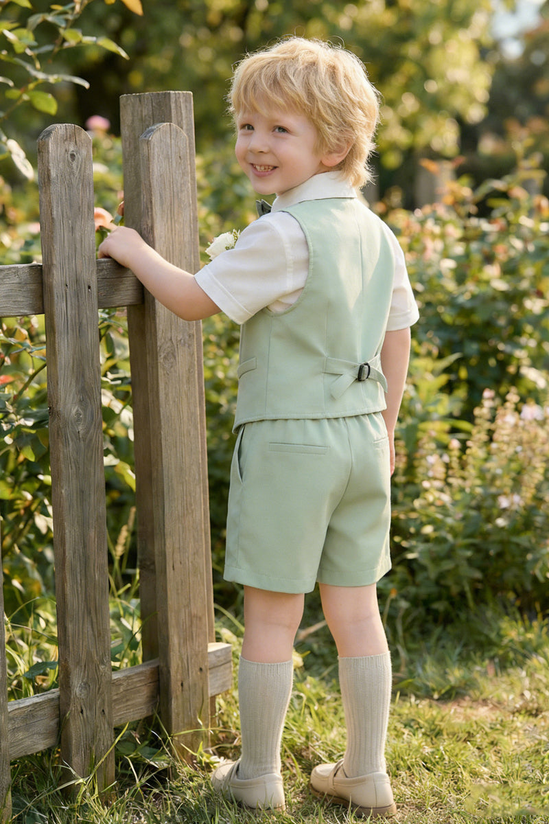 Boys Sage Green Single-Breasted 2-piece Suit