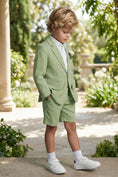 Charger l'image dans la visionneuse de la galerie, Boys Sage Green Linen Single-breasted 2-piece Suit
