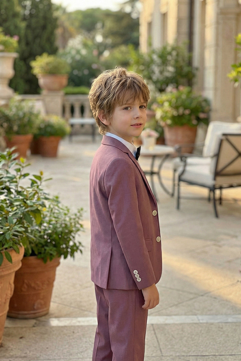 Boys Dusty Purple Single-breasted 3-Piece Suit