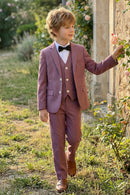 Boys Dusty Purple Single-breasted 3-Piece Suit