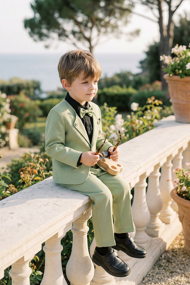 Boys Sage Green Single-Breasted 2-Piece Suit