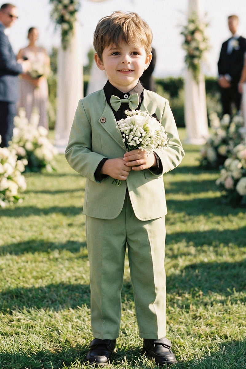 Boys Sage Green Single-Breasted 2-Piece Suit