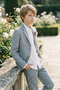 Load image into Gallery viewer, Boys Light Gray Linen Single-Breasted 2-Piece Suit
