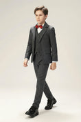 Bild in Galerie-Betrachter laden, Boys Charcoal Tweed 3-Piece Suit with Notch Lapel

