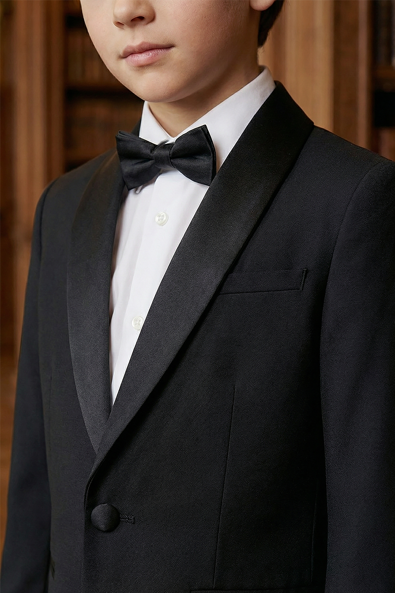 Boys Black Shawl Lapel Tuxedo Blazer