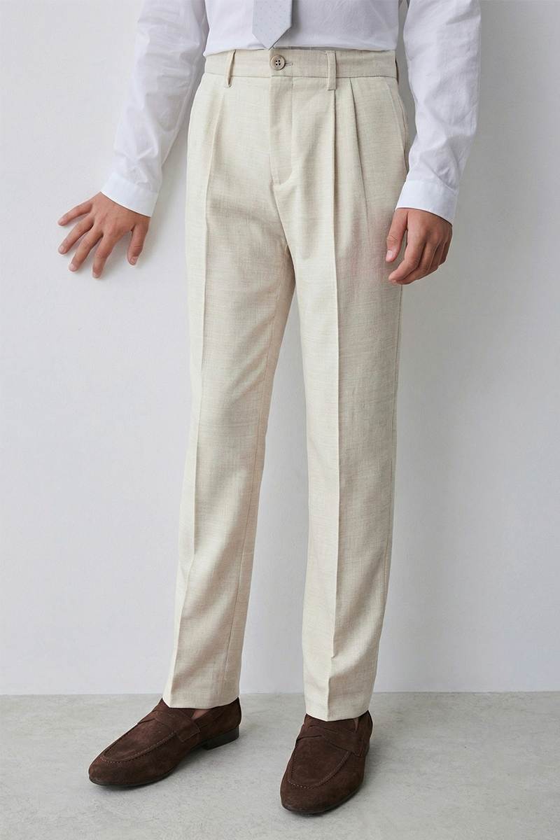 Boys Beige Formal Pants