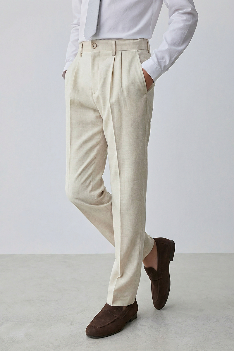 Boys Beige Formal Pants