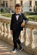 Load image into Gallery viewer, Boys Black Shawl Collar 2-Piece Tuxedo for Weddings & Formal Galas
