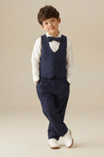 Load image into Gallery viewer, Boys Navy 3-Piece Vest Suit for Weddings & Formal Events

