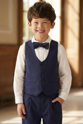 Load image into Gallery viewer, Boys Navy 3-Piece Vest Suit for Weddings & Formal Events

