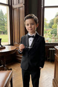 Load image into Gallery viewer, Boys Black Shawl Lapel Tuxedo 2-Piece Suit
