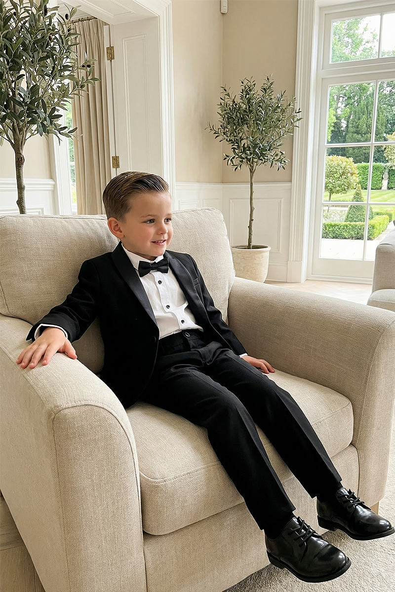 Boys Black Shawl Lapel Tuxedo 2-Piece Suit