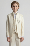 Load image into Gallery viewer, Boys Ivory 3-Piece Suit with Chain Detail for Weddings & Formal Galas

