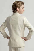 Load image into Gallery viewer, Boys Ivory 3-Piece Suit with Chain Detail for Weddings & Formal Galas
