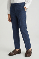 Boys Blue Plaid Dress Pants Tailored Formal Trousers