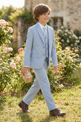 Load image into Gallery viewer, Boys Sky Blue 3-Piece Suit for Mediterranean Villa Weddings
