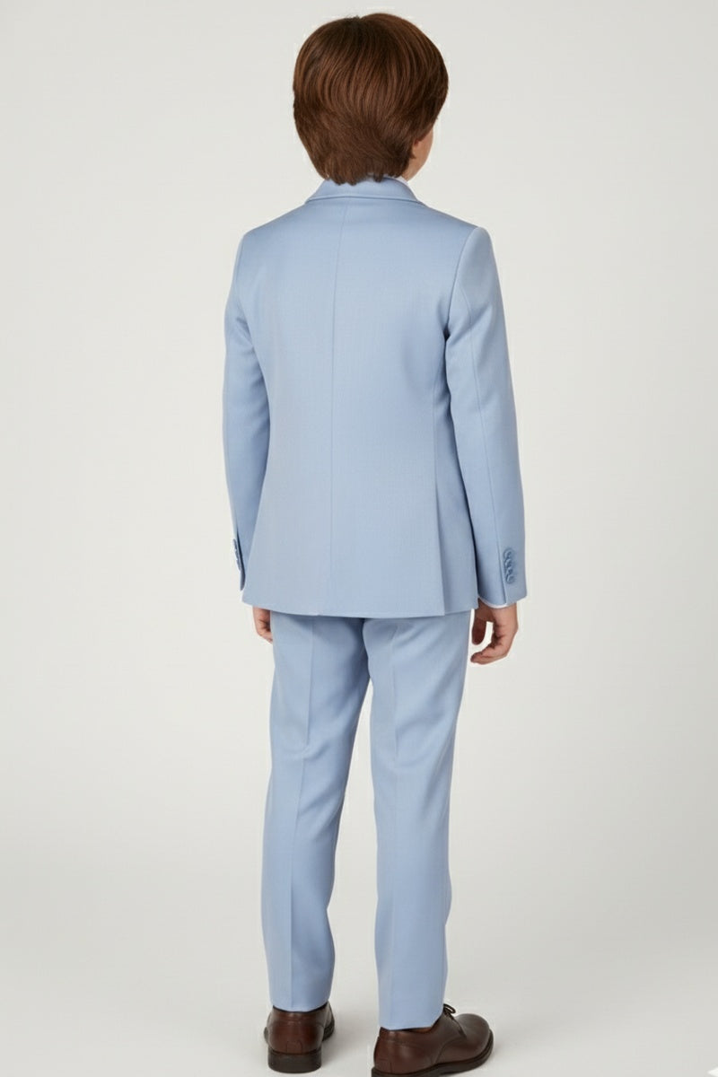 Boys Sky Blue 3-Piece Suit for Mediterranean Villa Weddings