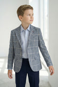 Load image into Gallery viewer, Boys Grey Plaid Blazer for Modern Weddings
