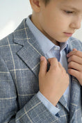Load image into Gallery viewer, Boys Grey Plaid Blazer for Modern Weddings
