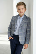 Load image into Gallery viewer, Boys Grey Plaid Blazer for Modern Weddings
