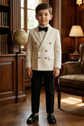 Load image into Gallery viewer, Boys Beige Double-Breasted 2-Piece Suit for Vintage Library Weddings
