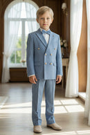 Boys Sky Blue Pinstripe Double-Breasted 2-Piece Suit for Grand Indoor Weddings