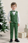 Bild in Galerie-Betrachter laden, Boys Emerald Green Pinstripe 2-Piece Vest Suit for Weddings & Formal Events
