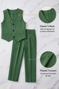 Bild in Galerie-Betrachter laden, Boys Emerald Green Pinstripe 2-Piece Vest Suit for Weddings & Formal Events
