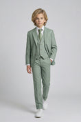 Load image into Gallery viewer, Boys Sage Green 3-Piece Suit with Notch Lapel
