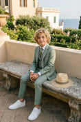 Load image into Gallery viewer, Boys Sage Green 3-Piece Suit with Notch Lapel
