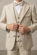 Bild in Galerie-Betrachter laden, Boys Natural Linen 3-Piece Suit with Notch Lapel
