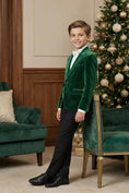 Load image into Gallery viewer, Boys Emerald Green Velvet Tuxedo 2-Piece Set with Notch Lapel
