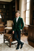 Load image into Gallery viewer, Boys Emerald Green Velvet Tuxedo 2-Piece Set with Notch Lapel
