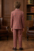 Gallery viewerに画像を読み込む, Boys Rust Red Plaid Double-Breasted 3-Piece Suit for Villa Weddings
