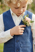 Load image into Gallery viewer, Boys Navy Blue Tweed Vest & Trousers Set
