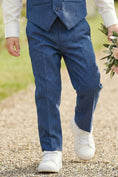 Load image into Gallery viewer, Boys Navy Blue Tweed Vest & Trousers Set
