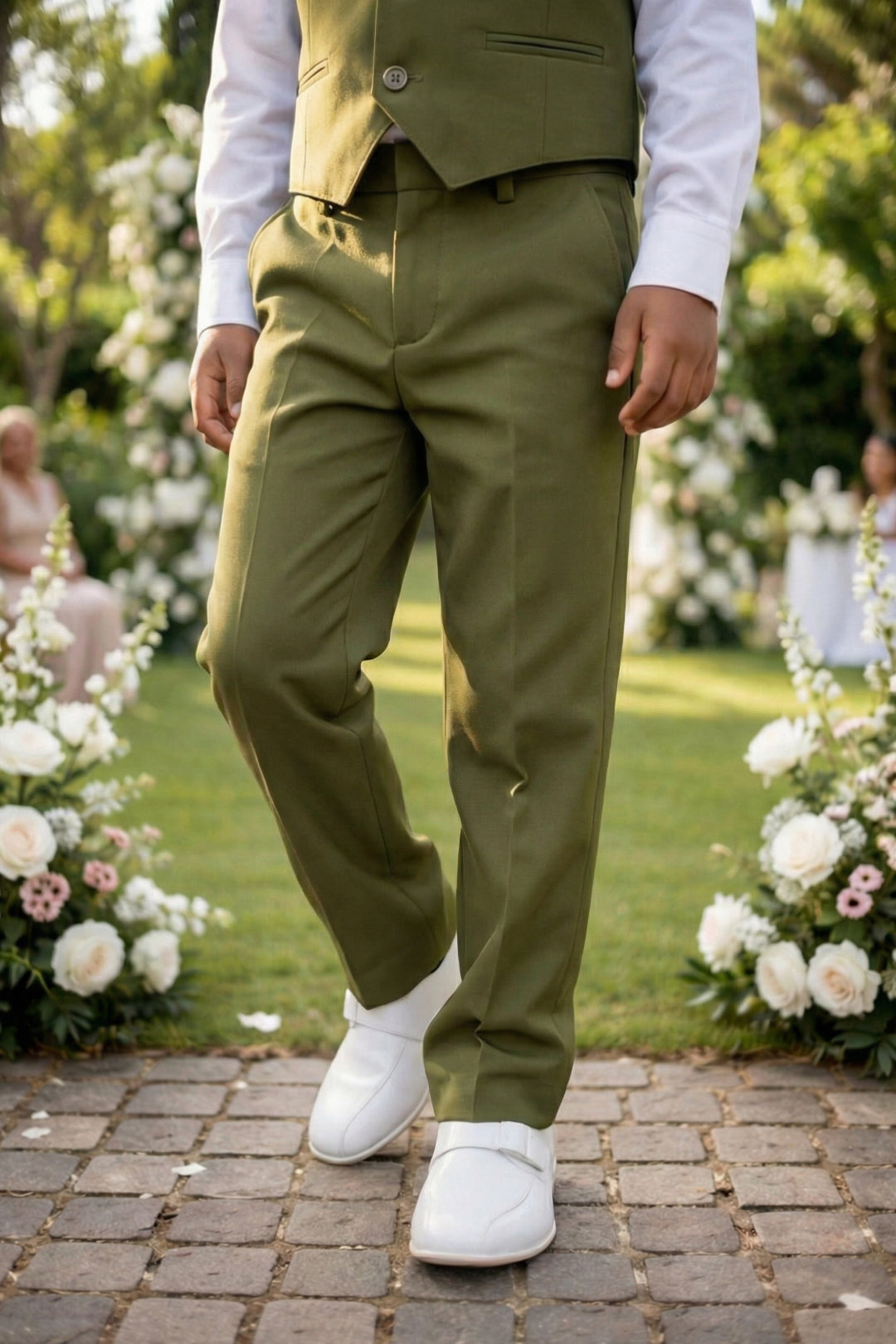 Boys Olive Green Vest & Trousers Set