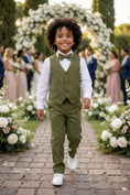 Load image into Gallery viewer, Boys Olive Green Vest & Trousers Set
