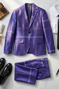 Bild in Galerie-Betrachter laden, Boys Deep Purple Plaid 2-Piece Suit for Garden Weddings & Outdoor
