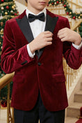 Bild in Galerie-Betrachter laden, Boys Burgundy Velvet 2-Piece Suit for Christmas Weddings
