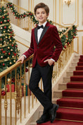 Bild in Galerie-Betrachter laden, Boys Burgundy Velvet 2-Piece Suit for Christmas Weddings
