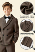 Gallery viewerに画像を読み込む, Boys Dark Brown Double-Breasted 2-Piece Suit for Vintage Library Weddings
