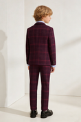 Gallery viewerに画像を読み込む, Boys Burgundy Plaid Double-Breasted 2-Piece Suit for Modern Garden Weddings

