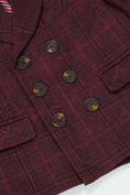 Gallery viewerに画像を読み込む, Boys Burgundy Plaid Double-Breasted 2-Piece Suit for Modern Garden Weddings

