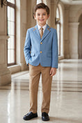 Bild in Galerie-Betrachter laden, Boys Sky Blue Blazer & Khaki Trousers 2-Piece Suit

