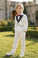 Boys White With A Black Satin Collar Single-Breasted 2-Piece Suit